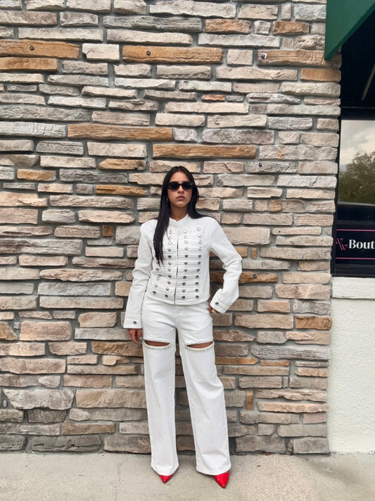 White jeweled Denim Jeans