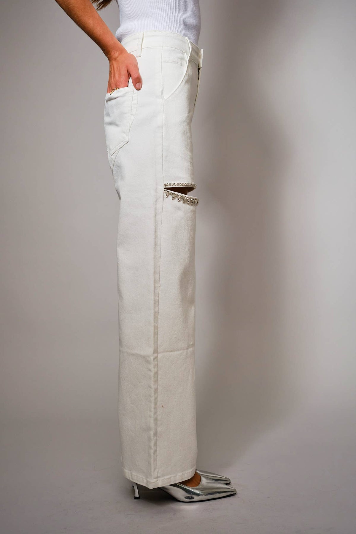 White jeweled Denim Jeans