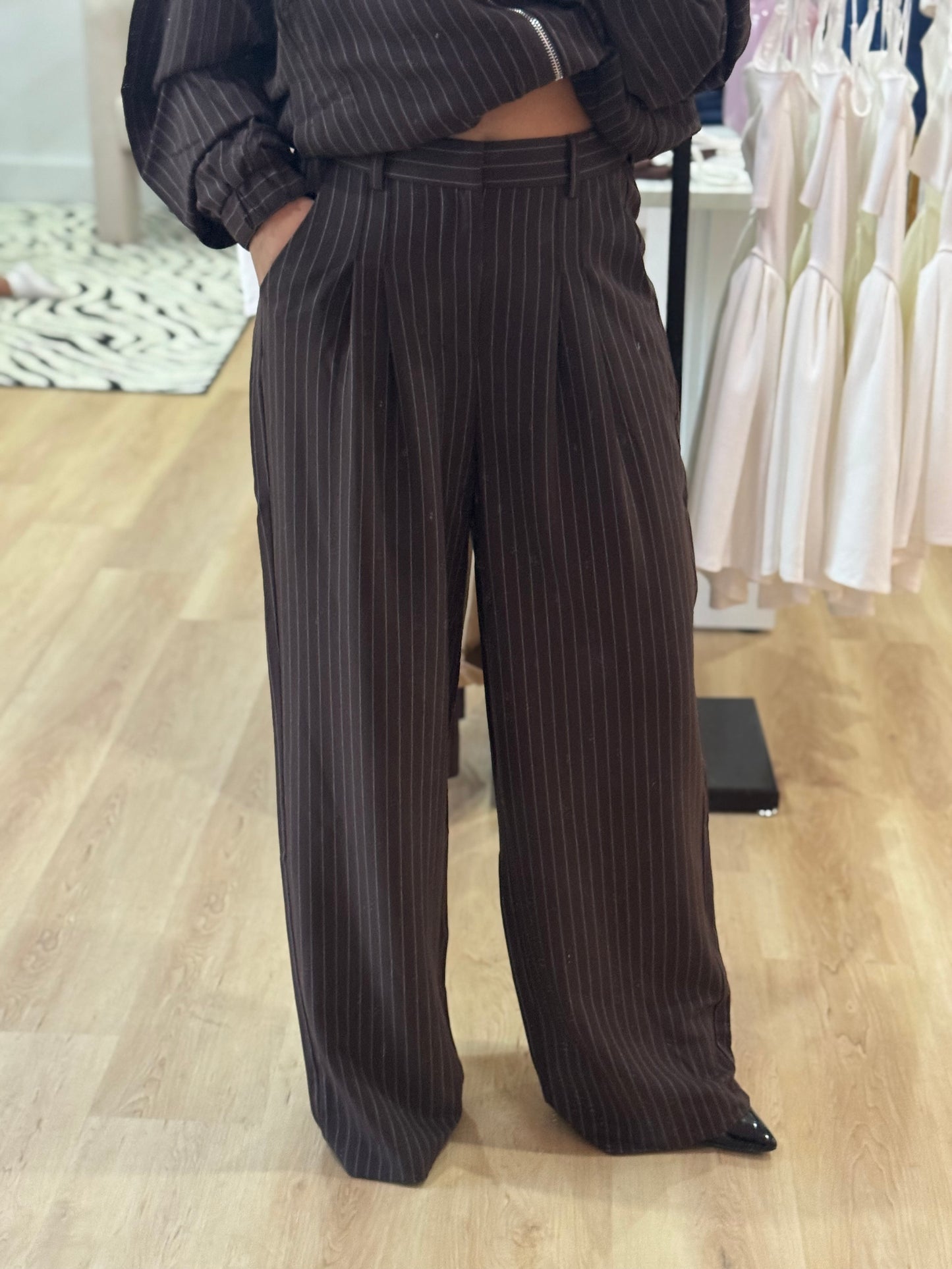 Brown Pinstripe Trouser