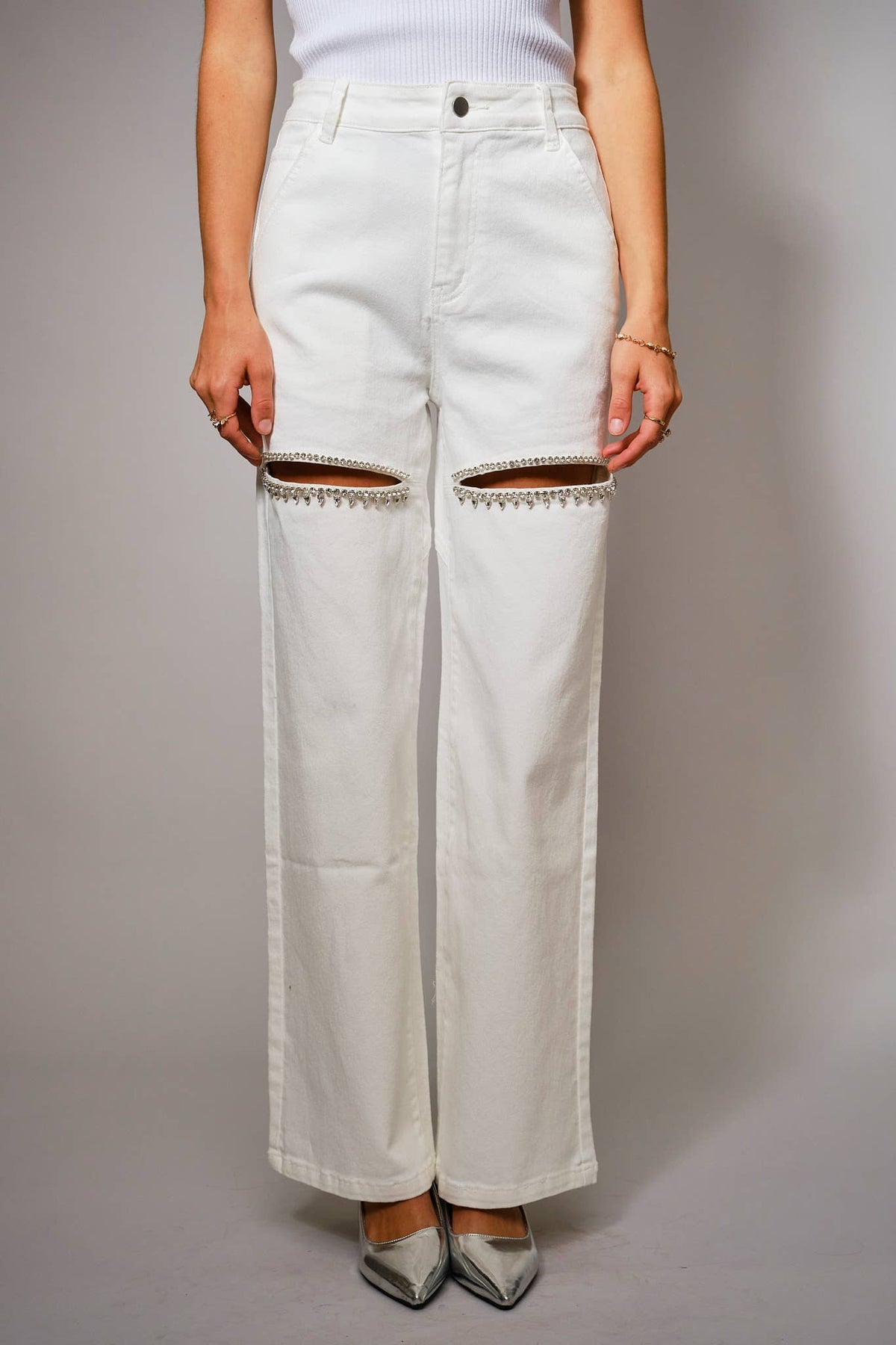 White jeweled Denim Jeans