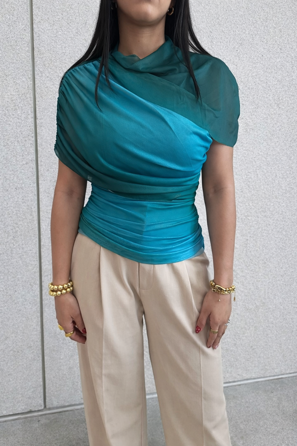 Turquoise Mesh Top